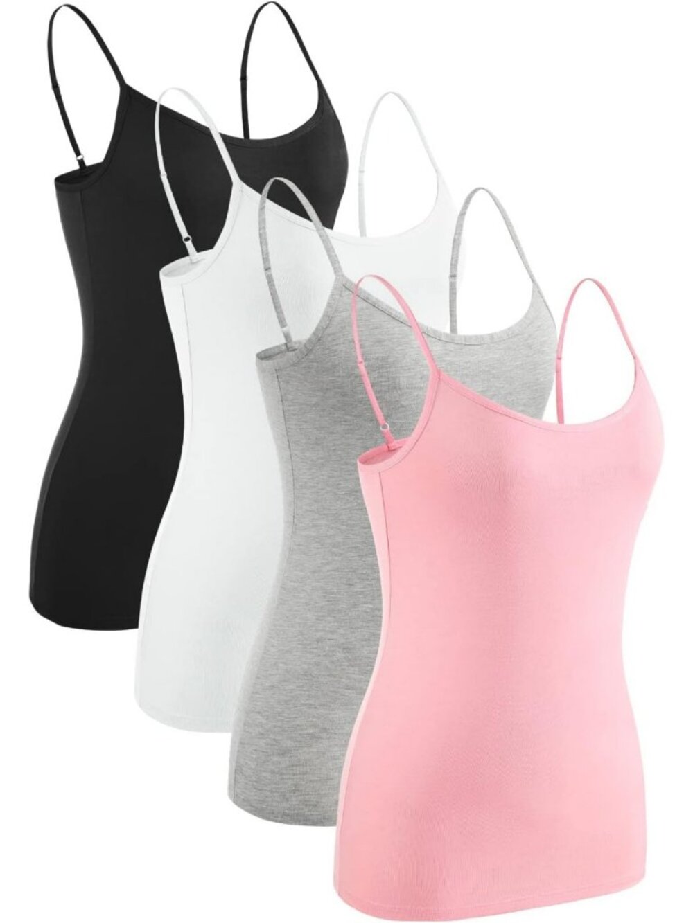 4 Piece Women's Adjustable Spaghetti Strap Camisole Tank Tops - Basic